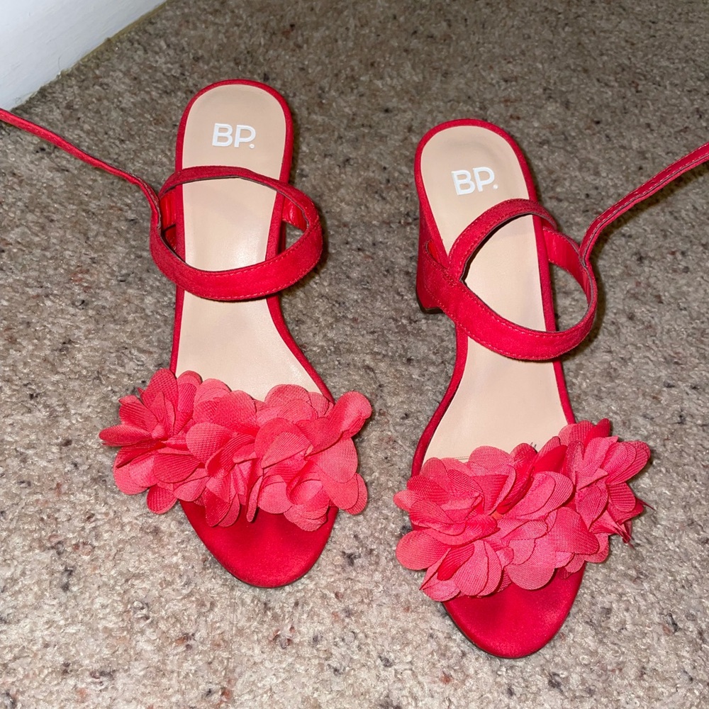 Corral Pink Flowers and Open Toed Heels